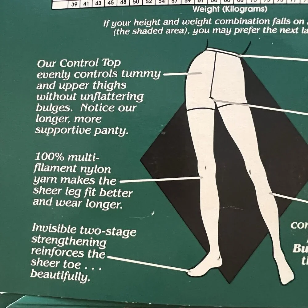 Burlington Sheer Legacy Pantyhose Long Off White Sheer Toe Size Large Vtg NOS